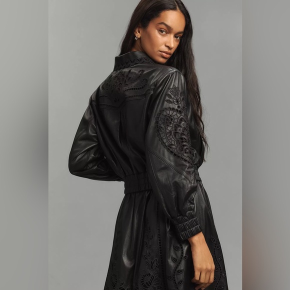 Farm Rio Richelieu Leather Bomber Jacket - Picture 4 of 16